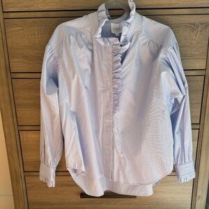Sundays Light Blue Ruffled Women's Blouse